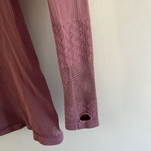 Free People Movement Slay Top Pink Seamless Half Zip Long Sleeve M L - Picture 6 of 11